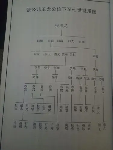 张公讳玉龙公位下至七世世系图
