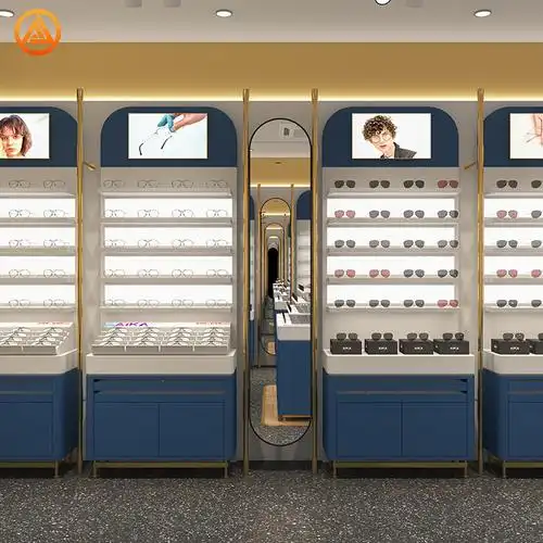 现代时尚眼镜展示柜钢木组合多层隐形眼镜陈列架镜片展台货架定做