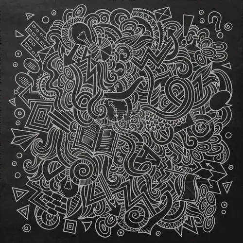 黑色背景手绘涂鸦插画