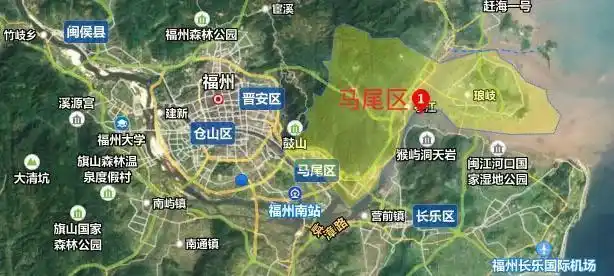 福州市马尾区范围示意图