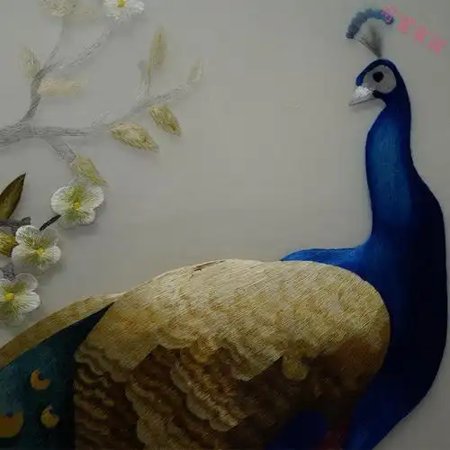 品质好物精品苏绣成品挂画客厅挂画孔雀玄关走廊竖版刺绣轻奢新中式