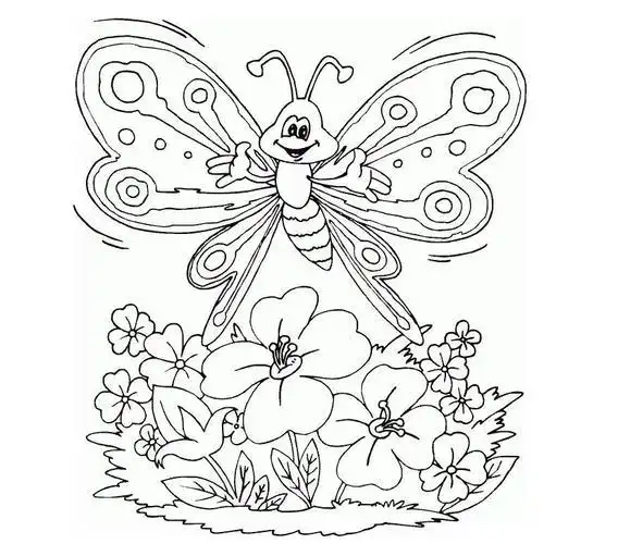 有关于蝴蝶的简笔画精选袁蝴蝶花丛简笔画图片会飞的小蝴蝶简笔画茂密