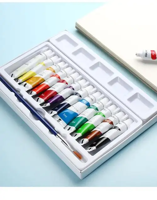 儿童幼儿园安全无毒绘画工具可水洗调色盘水粉24色5ml送12件套选套装