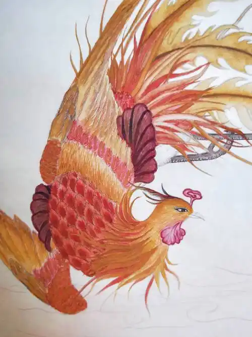 凤凰来仪图(黄丽燕国画凤凰排箫仕女图吹箫引凤工笔画)_于田_感德_仪