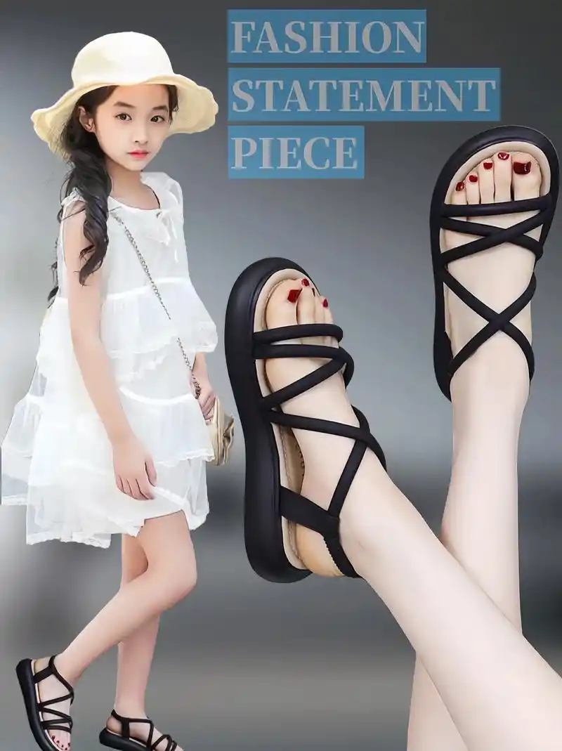 女童平底洋气休闲凉鞋