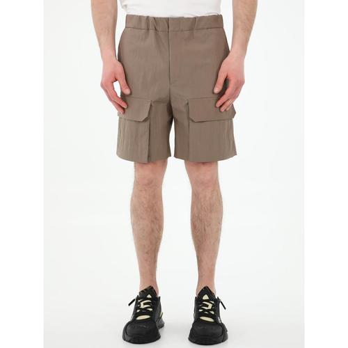 芬迪fendi男款短裤|brown cotton bermuda shorts