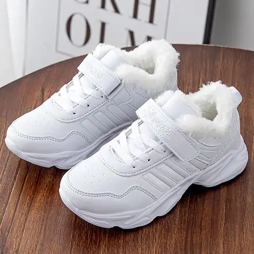 闪电客中大童白鞋儿童鞋男童白色运动鞋小学生跑步鞋球鞋女童波鞋小白