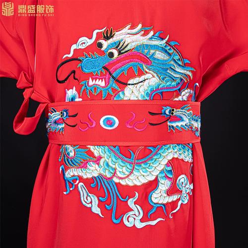 速发戏曲戏剧少儿 童服装改良蟒状元郎绣l龙状元蟒袍红色学生女驸