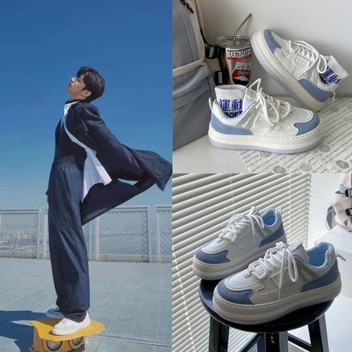 时代少年团刘耀文同款小白鞋2022新款厚底樱花百搭大头鞋子ins潮