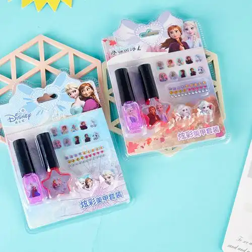 撕拉美甲贴纸防水套装儿童指甲油亮晶晶无味公主女孩宝宝可
