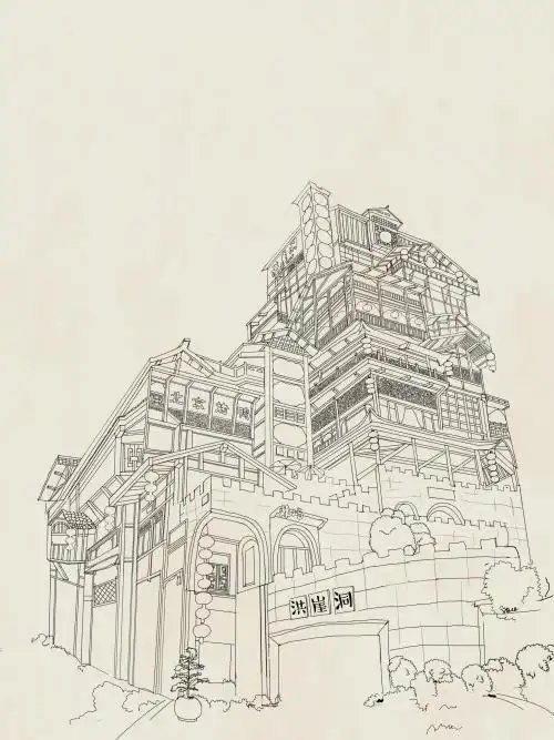 手绘重庆旅游景点简笔画手帐