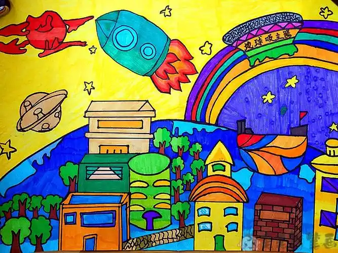 未来世界科幻儿童画图片