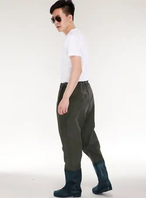 广联加厚防水裤 齐腰下水裤 抓鱼钓鱼捕鱼涉水服半身水叉连体雨裤插秧