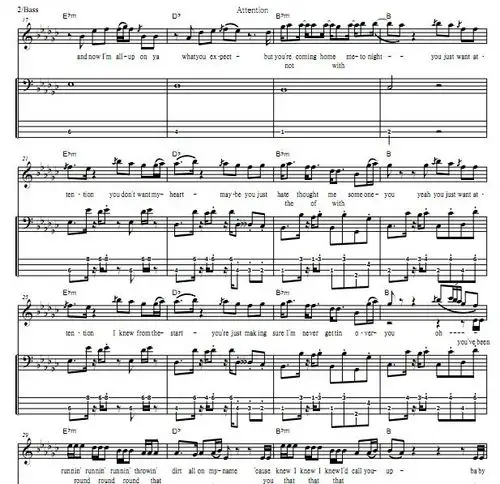 attention 贝司谱 - charlie puth