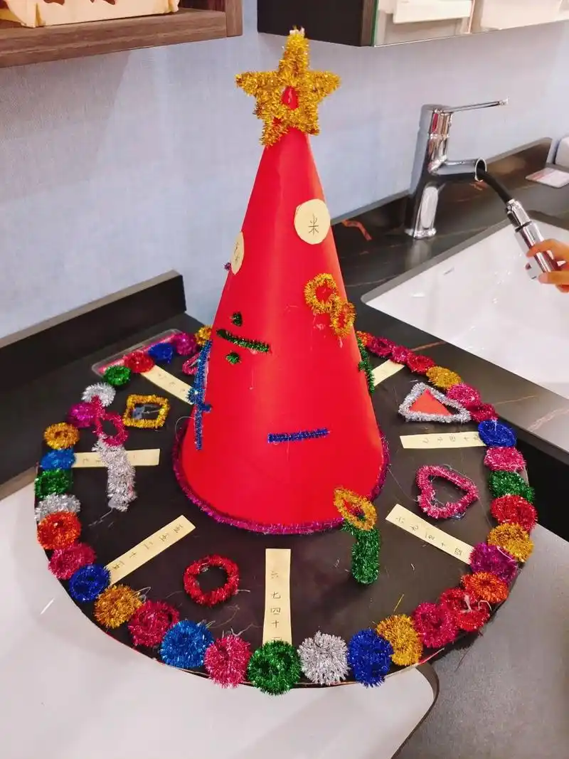 数学主题手工帽子 卡纸帽子 扭扭棒手工 小学生  数学主题帽子