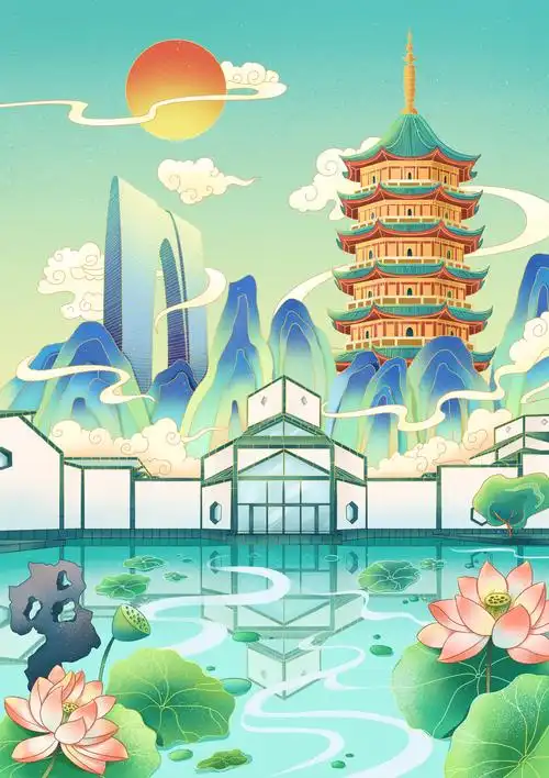 国潮风城市风景插画 - sophie吧 - 原创作品 - 视觉中国(shijueme)