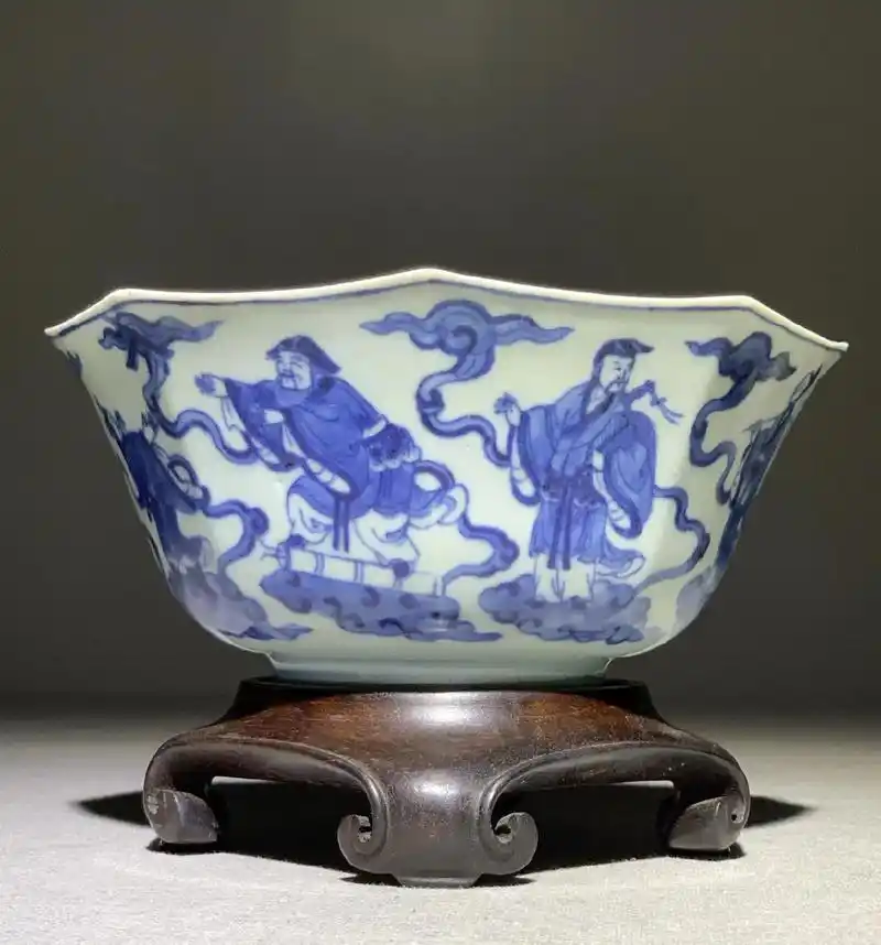 清嘉庆外青花八仙纹内五彩玉堂佳器八棱大碗#古玩瓷器推荐 #让 - 抖音