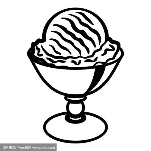 冰淇淋球在杯图标轮廓风格