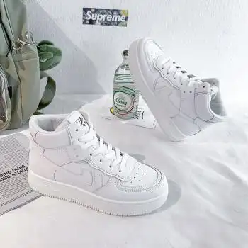 支持鸿星尔克aj空军一号小白鞋子女年秋冬季新款百搭高帮女鞋加绒