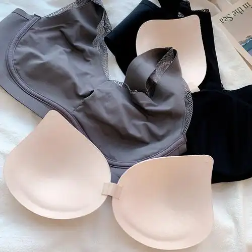 大胸显小蕾丝抹胸背心式无钢圈内衣春夏薄款文胸