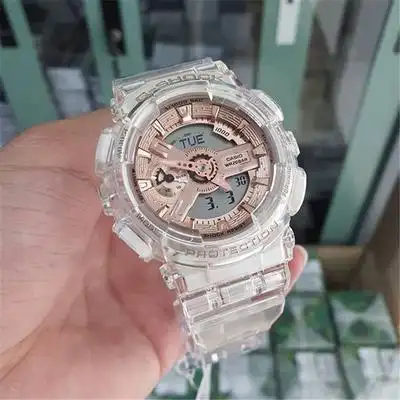 美国正品代购卡西欧gshock透明玫瑰金gmas120sr男女运动手表