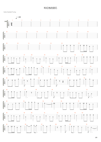 粉红色的回忆吉他谱
