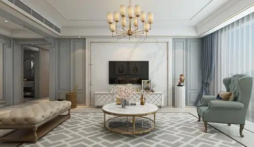 合肥装修案例分享万达文旅城亲湖苑132美式轻奢