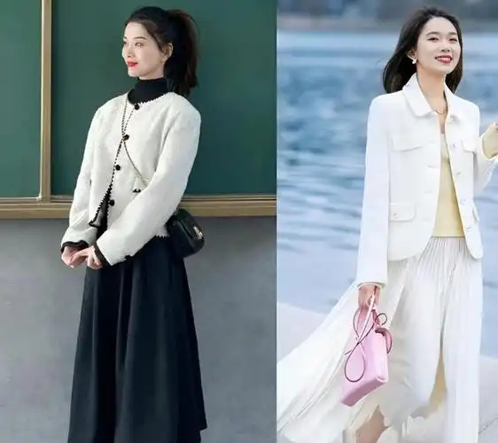 矮个子穿小香风外套,建议"配裙不配裤",时髦洋气,显优雅气质