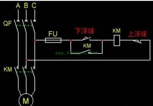 69 电气工程 69 两个浮球开关控制水泵原理图接线图 高液位浮球接