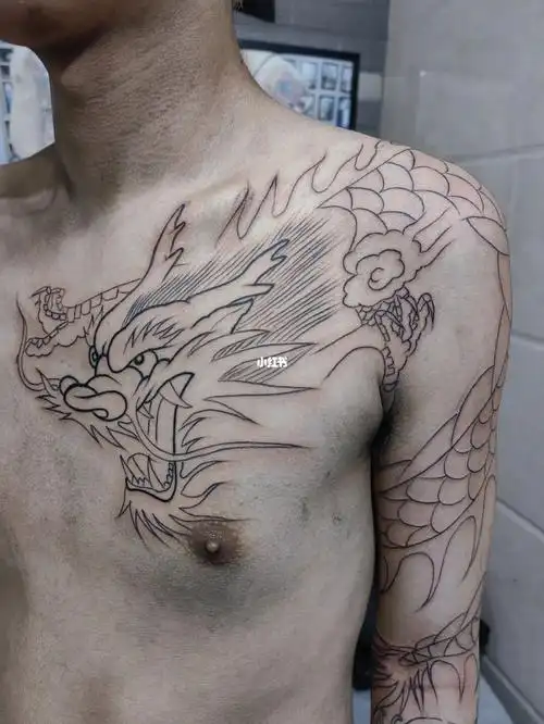 过肩龙纹身手稿吴江酷炫纹身