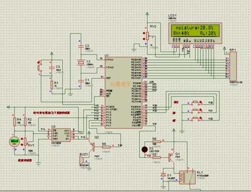 c51单片机自动浇花系统keil源码原理图实物接线图pcbproteus仿真并