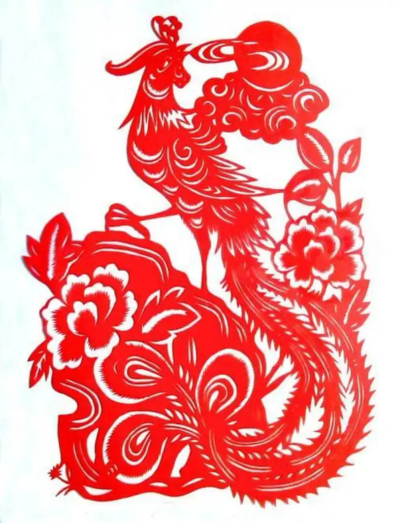 凤凰剪纸:凤凰是中国古代神话中的百鸟之王,四灵之一.