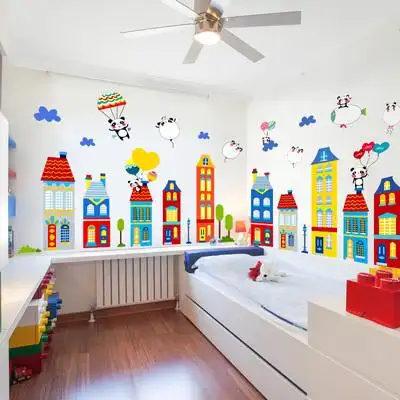 幼儿园环境布置材料建构区儿童房墙面装饰城堡墙贴教室主题墙贴纸