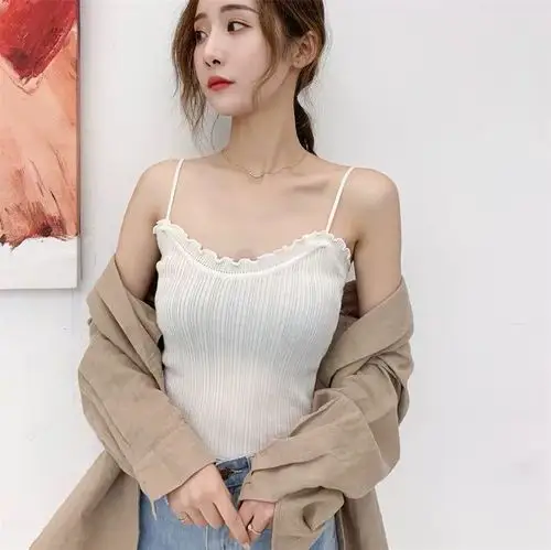 艾罗帝朗 胖mm小背心吊带女学生韩版上衣大码夏女学生冰丝无袖百搭