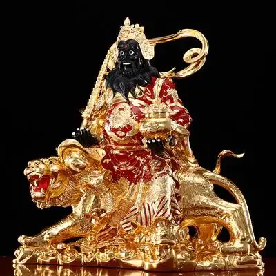 台湾纯铜赵公明公明财神爷骑虎像铜鎏金五路财神中路财神赵元帅元帅