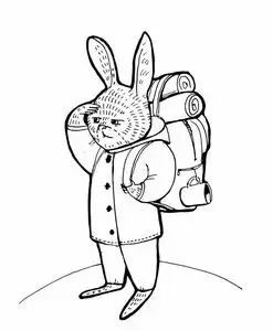 着色书的矢量插图. 人性化的动物.