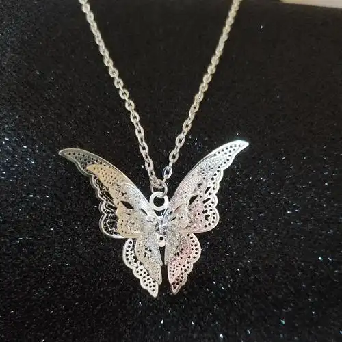 欧美热销镀银镂空尖蝴蝶项链 吊坠带链镶钻飞翔翅膀butterfly爆款
