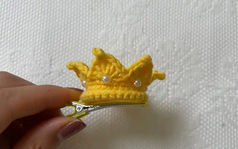 手工钩织公主皇冠毛线发夹制作教程