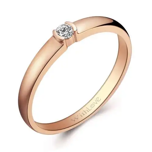 withlove 唯爱钻饰 18k时尚玫瑰金简约钻石戒指 彩金女款钻戒 因为有