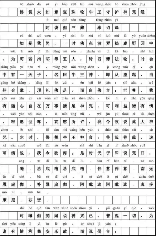 佛说大如意宝珠轮牛王守护神咒经(全拼音)