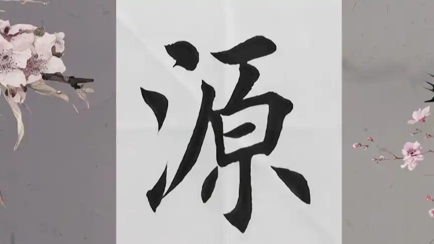 书法寿华源三个字毛笔字欧体楷书写法