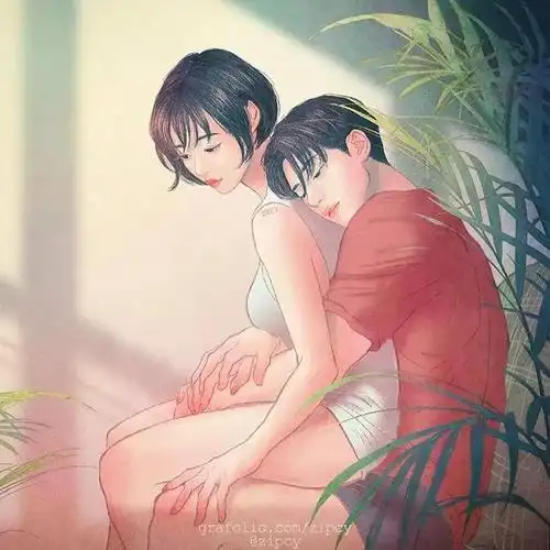 恋人之间的亲密爱意从艺术家的插画中满溢出来