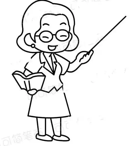 年轻的女老师讲课_人物简笔画-e学堂
