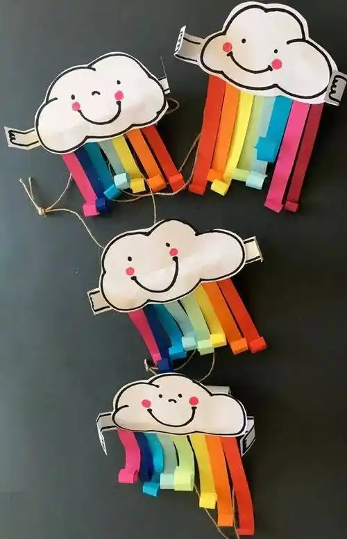 创意手工和孩子一起制作七色彩虹挂件挂在小房间赏心悦目