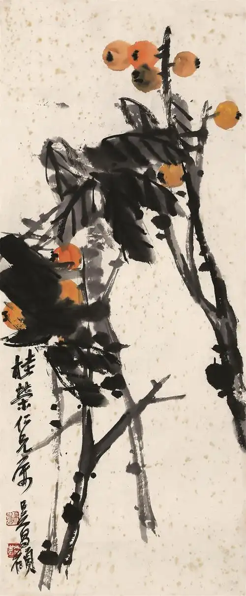 枇杷 镜片 设色纸本