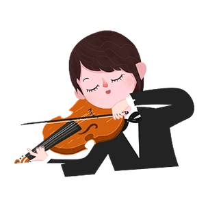 拉小提琴的男孩拉小提琴教师节人物复古小清新丛林女孩拉小提琴卡通