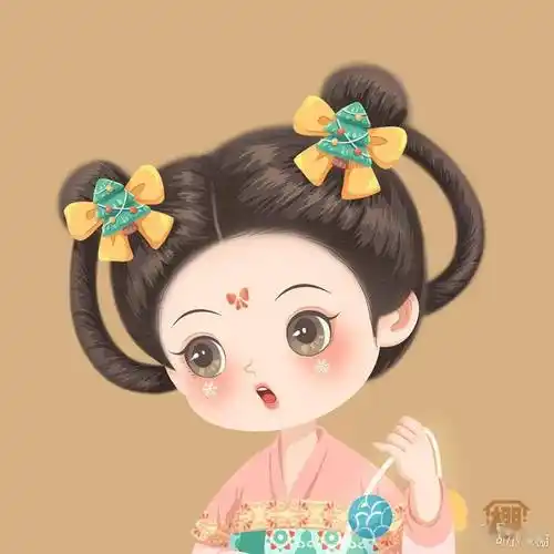 q版汉服靓女头像,一整个被可爱住了_古风_楼兰_乐器