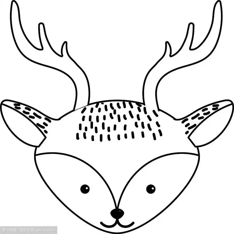 线可爱的小鹿头野生动物