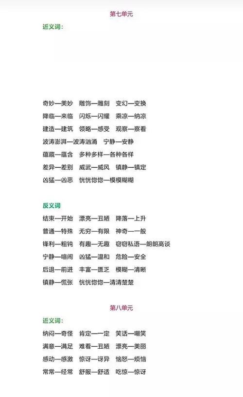 三年级语文下册近义词反义词总结汇总,喜欢的收藏