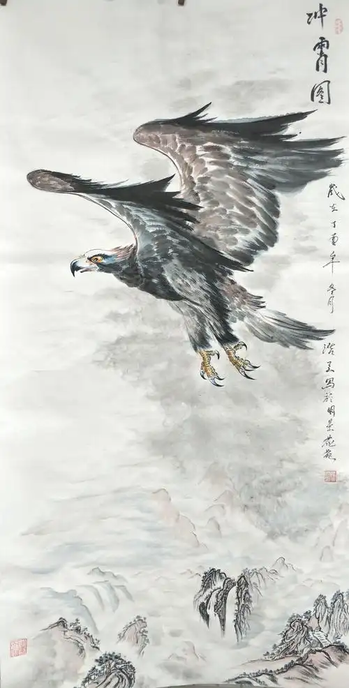 画家陈致远画鹰